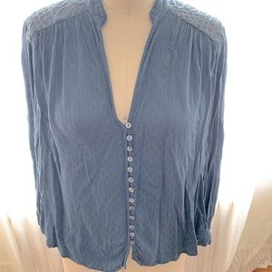 Free People Blue Button up blouse